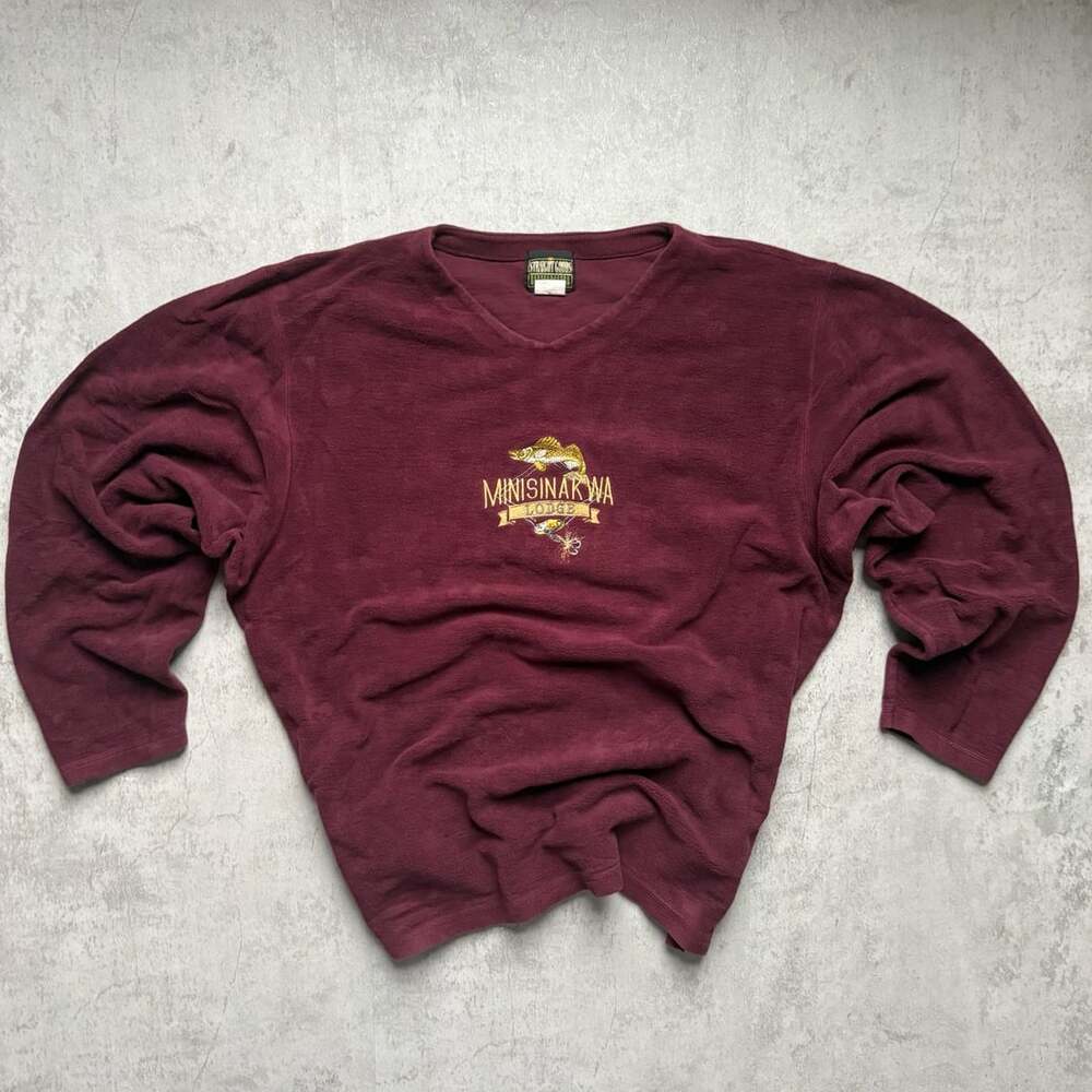 Vintage Minisinakwa Crewneck Sweater Size XL Burgundy Fleece